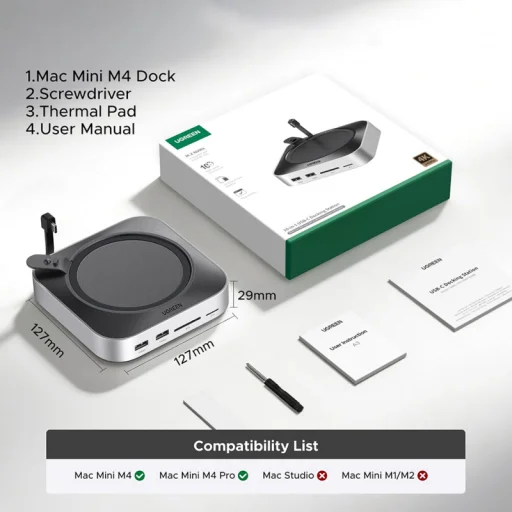 Apple Mac Mini M4 / Pro Sivý UGREEN CM841A (95094) 10 v 1 multifunkčný hub - 7