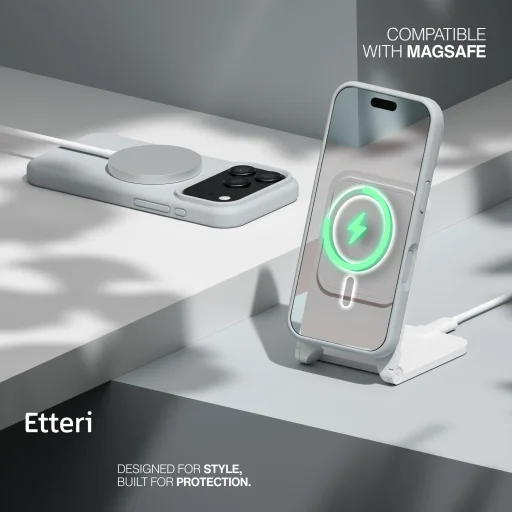 Etteri Silicone Mag silikónové puzdro iPhone 17 Pro Max / 18 Pro Max strieborný kryt - 11