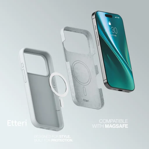 Etteri Silicone Mag silikónové puzdro iPhone 17 Pro Max / 18 Pro Max strieborný kryt - 8