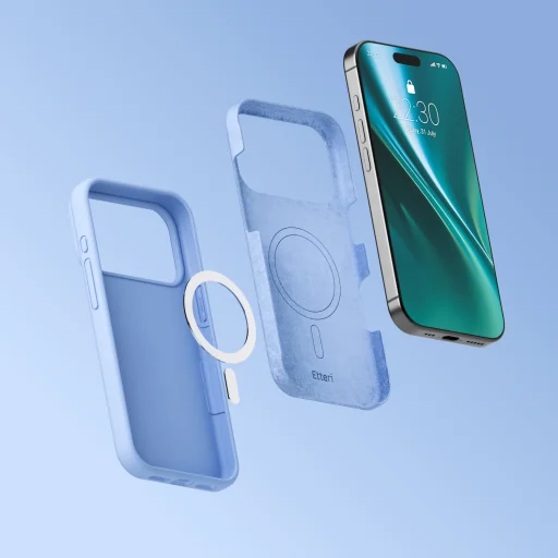 iPhone 17 Pro Max / 18 Pro Max nebesky modrý Etteri Silicone Mag silikónový kryt kompatibilný s MagSafe - 7