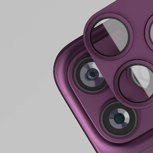 iPhone 18 Pro Max tmavočerešňová Etteri kompletná ochrana šošoviek kamerového modulu - 3