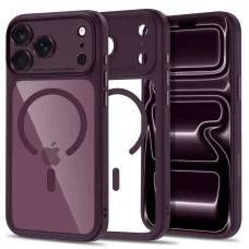 Apple iPhone 17 Pro Max / 18 Pro Max tmavočerešňové a priehľadné puzdro Tech-Protect MagPeak MagSafe CC