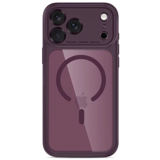  Apple iPhone 17 Pro Max / 18 Pro Max sötét cseresznye és átlátszó Tech-Protect MagPeak MagSafe CC tok - 3