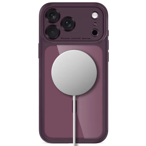  Apple iPhone 17 Pro Max / 18 Pro Max sötét cseresznye és átlátszó Tech-Protect MagPeak MagSafe CC tok - 4