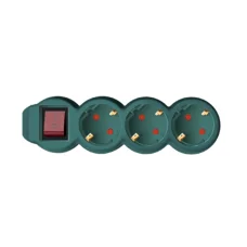 Home NV 3K/BK sieťový predlžovací prívod, 1,5 m, kábel H05VV-F 3G1,0 mm2, dvojpólový vypínač, vyhotovenie IP20, 3 zásuvky s ochranným kontaktom, max. 3500 W, zelený