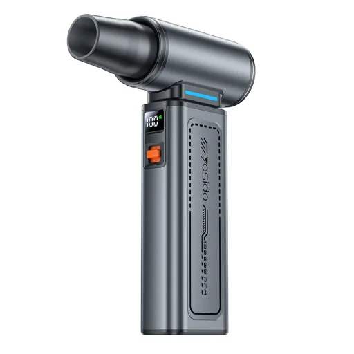 Yesido - Turbó ventilátoros légfúvó (YF19) - 130000 fordulat/perc, szénkefe nélküli motor, 100 fokozatú szabályozás, 4000 mAh, digitális kijelző - szürke - 1