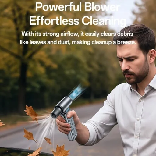 Yesido - Turbó ventilátoros légfúvó (YF19) - 130000 fordulat/perc, szénkefe nélküli motor, 100 fokozatú szabályozás, 4000 mAh, digitális kijelző - szürke - 2