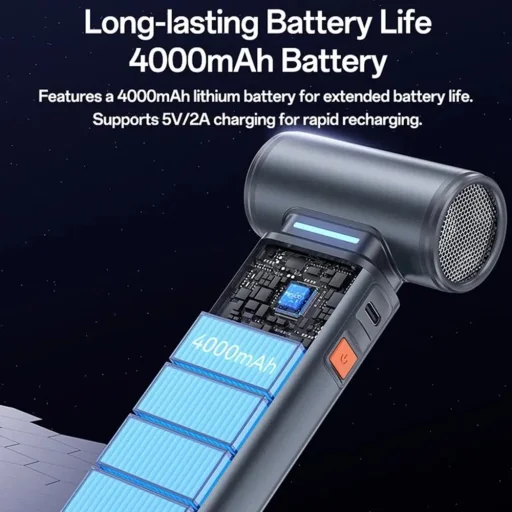Yesido - Turbó ventilátoros légfúvó (YF19) - 130000 fordulat/perc, szénkefe nélküli motor, 100 fokozatú szabályozás, 4000 mAh, digitális kijelző - szürke - 4