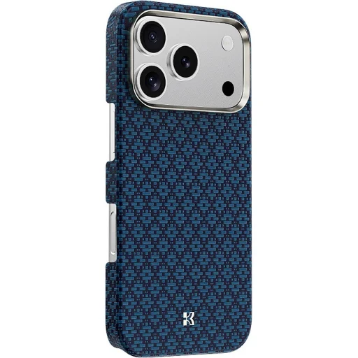 iPhone 18 Pro/17 Pro modrý magnetický kevlarový kryt Benks ArmorGrid Premium Edition s kovovým rámom - 2