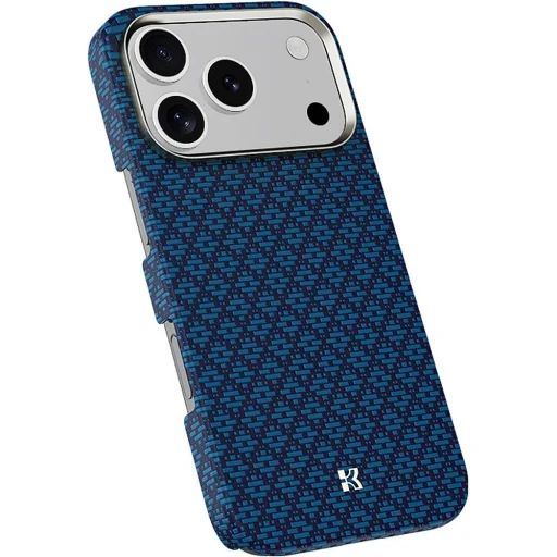 iPhone 18 Pro/17 Pro modrý magnetický kevlarový kryt Benks ArmorGrid Premium Edition s kovovým rámom - 4