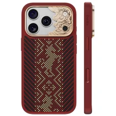 iPhone 18 Pro Max/17 Pro Max červené puzdro Benks Knight ArmorPro Kevlar s kovovým rámom a tlačidlom ovládania fotoaparátu (C.K.FL.AP.GD.BA73)