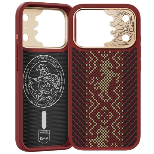 iPhone 18 Pro Max/17 Pro Max červené puzdro Benks Knight ArmorPro Kevlar s kovovým rámom a tlačidlom ovládania fotoaparátu (C.K.FL.AP.GD.BA73) - 2