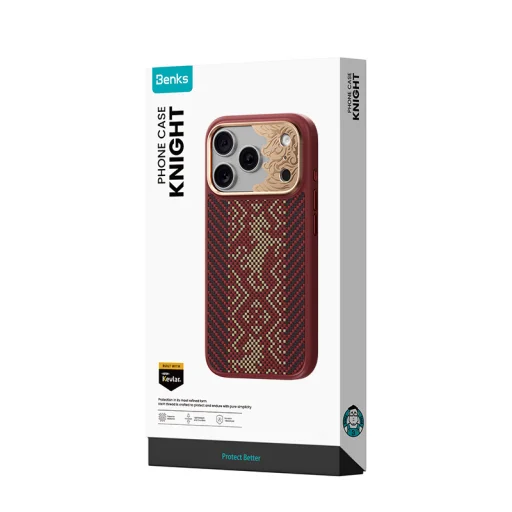 iPhone 18 Pro Max/17 Pro Max červené puzdro Benks Knight ArmorPro Kevlar s kovovým rámom a tlačidlom ovládania fotoaparátu (C.K.FL.AP.GD.BA73) - 6
