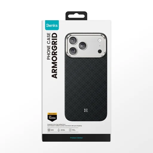 iPhone 18 Pro Max/17 Pro Max čierne magnetické puzdro Benks ArmorGrid Kevlar 600D s kovovým rámom - 13