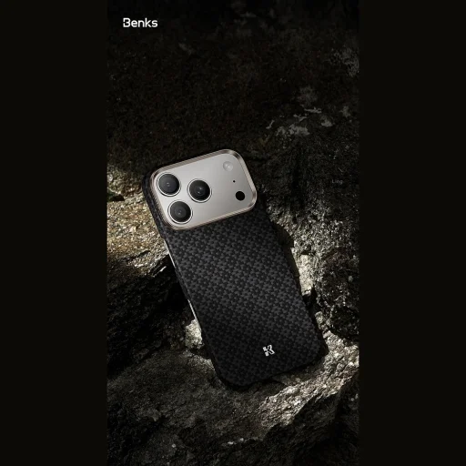iPhone 18 Pro Max/17 Pro Max čierne magnetické puzdro Benks ArmorGrid Kevlar 600D s kovovým rámom - 5