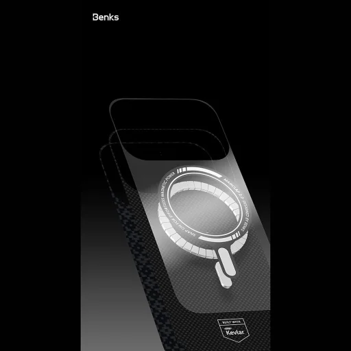 iPhone 18 Pro Max/17 Pro Max čierne magnetické puzdro Benks ArmorGrid Kevlar 600D s kovovým rámom - 9