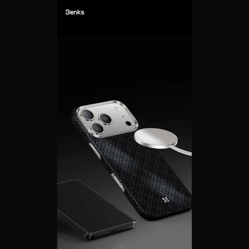 iPhone 18 Pro Max/17 Pro Max čierne magnetické puzdro Benks ArmorGrid Kevlar 600D s kovovým rámom - 10