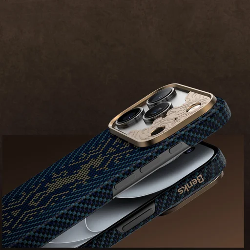 iPhone 18 Pro/17 Pro modré puzdro Benks Case Magnetic Armor Air Knight Kevlar Metal Frame (C.K.FL.AP.GD.C072) - 4