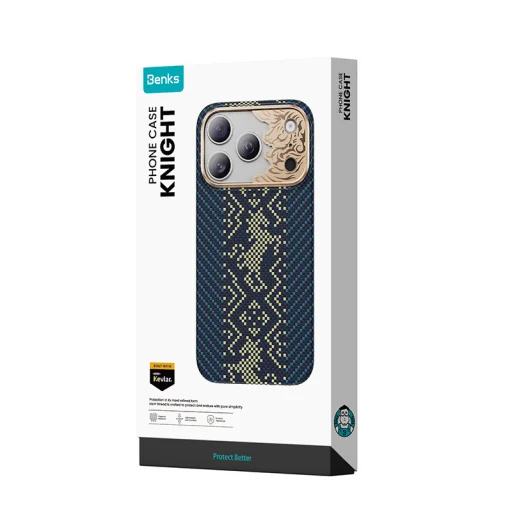iPhone 18 Pro/17 Pro modré puzdro Benks Case Magnetic Armor Air Knight Kevlar Metal Frame (C.K.FL.AP.GD.C072) - 7