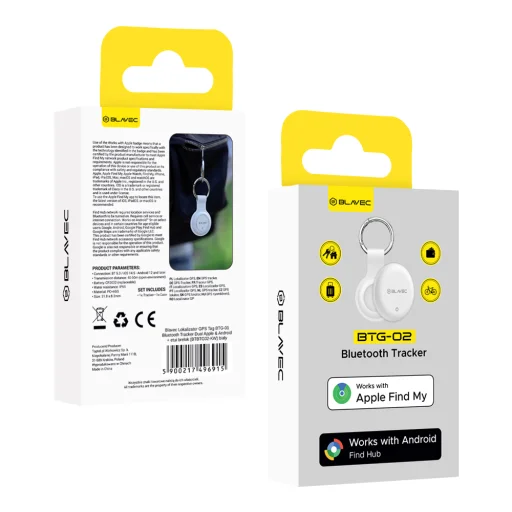Blavec BTG-02 Bluetooth lokátor s kľúčenkou, biely - 11