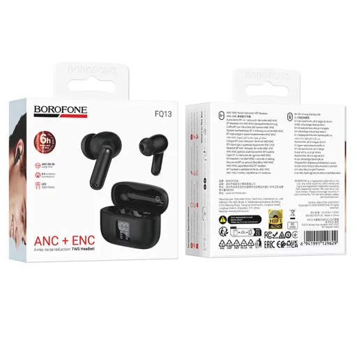 Borofone FQ13 Astute TWS Bluetooth slúchadlá, čierne - 5