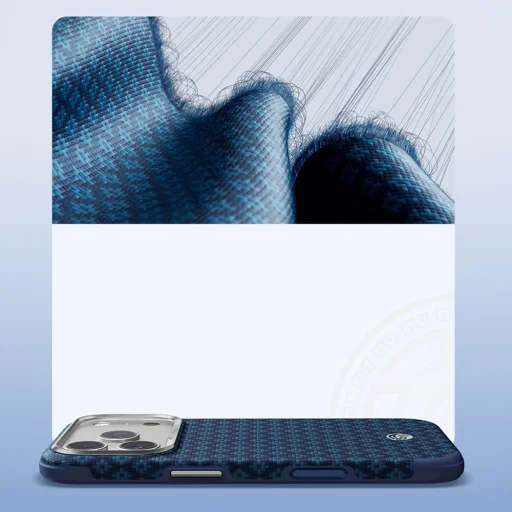 iPhone 18 Pro Max/17 Pro Max modré magnetické puzdro Benks Armor Grid Edge X9 Kevlar s kovovým rámom - 9