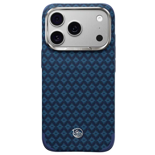 iPhone 18 Pro Max/17 Pro Max modré magnetické puzdro Benks Armor Grid Edge X9 Kevlar s kovovým rámom - 1