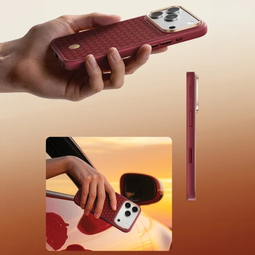 iPhone 18 Pro Max/17 Pro Max červené magnetické puzdro Benks ArmorGrid 600D Kevlar s kovovým rámom a tlačidlom na ovládanie kamery - 6