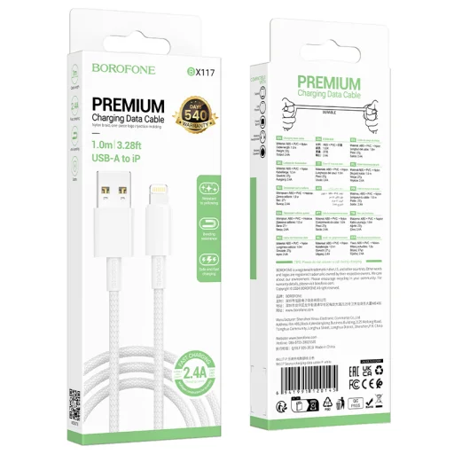 Borofone BX117 Source USB–Lightning kábel, 1 m, biely - 4