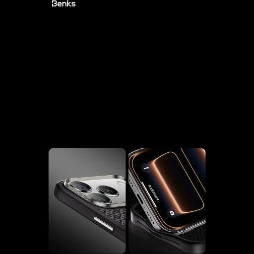 iPhone 18 Pro/17 Pro čierne magnetické puzdro Benks ArmorGrid Kevlar 600D s kovovým rámom a tlačidlom na ovládanie kamery - 14