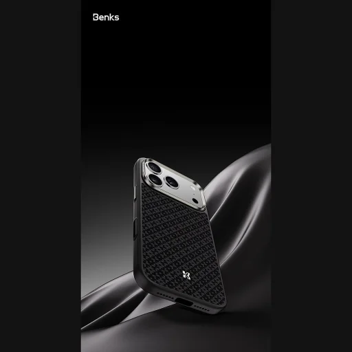 iPhone 18 Pro/17 Pro čierne magnetické puzdro Benks ArmorGrid Kevlar 600D s kovovým rámom a tlačidlom na ovládanie kamery - 8