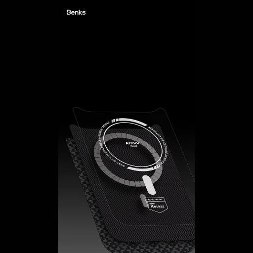 iPhone 18 Pro/17 Pro čierne magnetické puzdro Benks ArmorGrid Kevlar 600D s kovovým rámom a tlačidlom na ovládanie kamery - 10