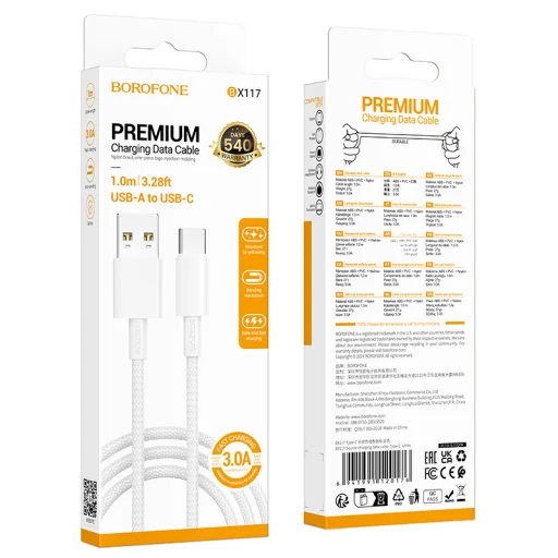 Borofone BX117 Source nabíjací kábel USB–USB-C, 1 m, biely - 4
