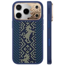 iPhone 18 Pro Max / 17 Pro Max modré magnetické puzdro Benks Armor Pro Knight Kevlar s kovovým rámom (C.K.FL.AP.GD.BC73) s tlačidlom na ovládanie fotoaparátu