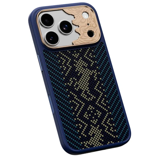 iPhone 18 Pro/17 Pro modré Benks Knight ArmorPro kevlarové magnetické puzdro s kovovým rámom - 3