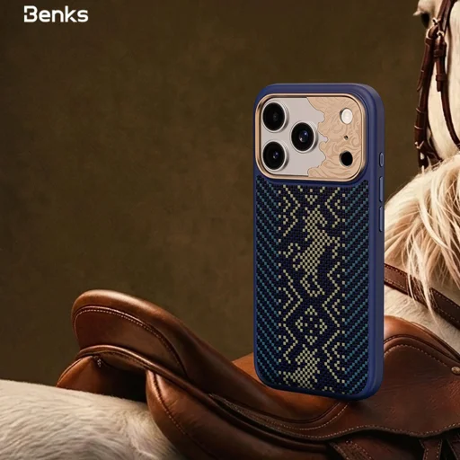 iPhone 18 Pro/17 Pro modré Benks Knight ArmorPro kevlarové magnetické puzdro s kovovým rámom - 4