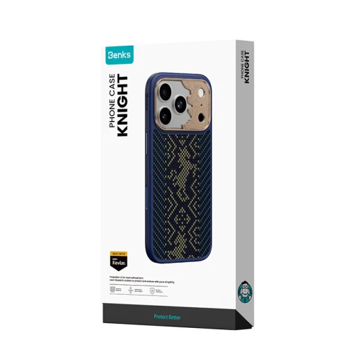 iPhone 18 Pro/17 Pro modré Benks Knight ArmorPro kevlarové magnetické puzdro s kovovým rámom - 7