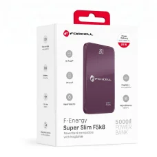 MagSafe-kompatibilis Forcell F-Energy SuperSlim F5K8 gyorstöltő külső akkumulátor QC4.0 PD3.0 15 W 5000 mAh cseresznye powerbank
