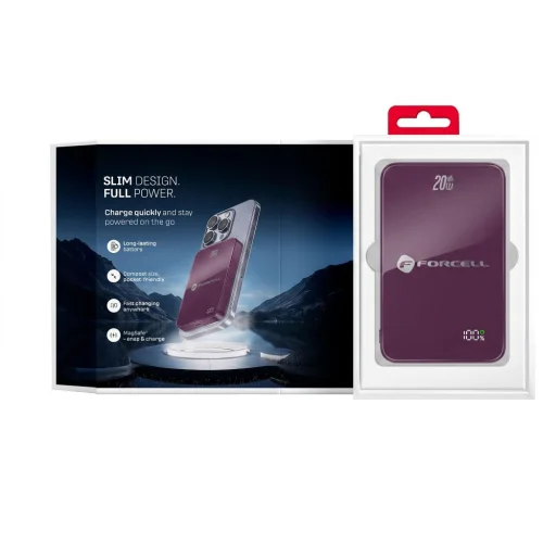 MagSafe kompatibilná rýchlonabíjacia externá batéria Forcell F-Energy SuperSlim F5K8 QC4.0 PD3.0 15W 5000 mAh čerešňová powerbanka - 7