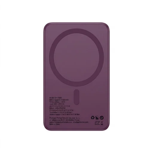Forcell F-Energy Slim F5K9 bezdrôtová externá batéria kompatibilná s MagSafe 5000 mAh, čerešňovo červená powerbanka - 3