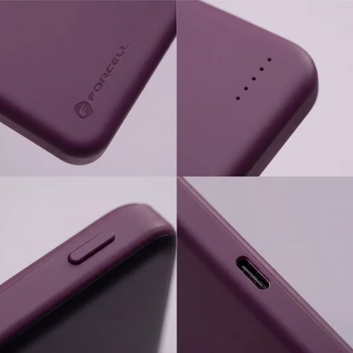 Forcell F-Energy Slim F5K9 bezdrôtová externá batéria kompatibilná s MagSafe 5000 mAh, čerešňovo červená powerbanka - 9