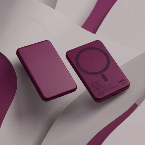 Forcell F-Energy Slim F5K9 MagSafe-kompatibilis vezeték nélküli külső akkumulátor 5000 mAh, cseresznyepiros powerbank - 10