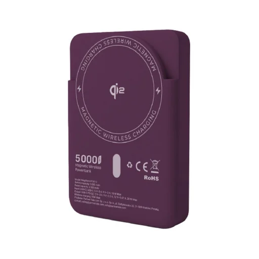 Forcell F-Energy MagStand Qi2 F5K10 MagSafe kompatibilná magnetická powerbanka, 5000 mAh, čerešňová powerbanka - 2