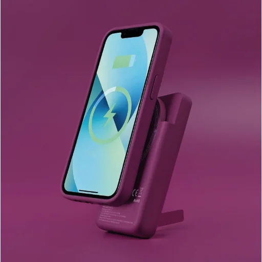 Forcell F-Energy MagStand Qi2 F5K10 MagSafe kompatibilná magnetická powerbanka, 5000 mAh, čerešňová powerbanka - 3