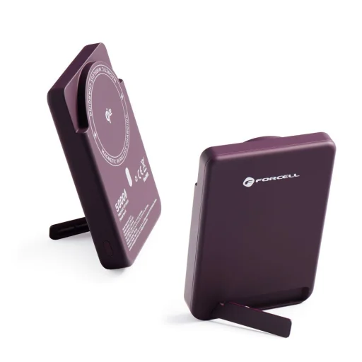 Forcell F-Energy MagStand Qi2 F5K10 MagSafe kompatibilná magnetická powerbanka, 5000 mAh, čerešňová powerbanka - 5