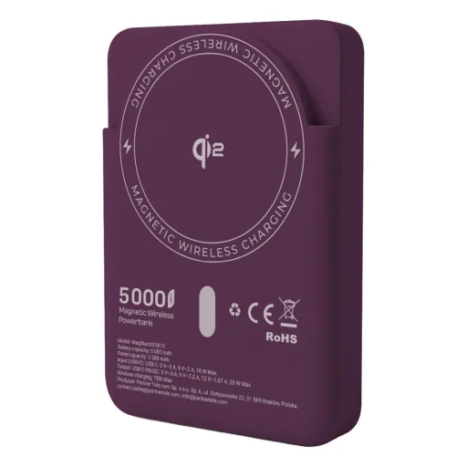 Forcell F-Energy MagStand Qi2 F5K10 MagSafe kompatibilná magnetická powerbanka, 5000 mAh, čerešňová powerbanka - 11