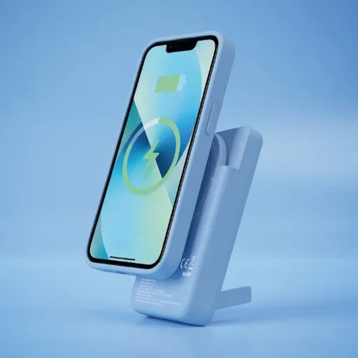 MagSafe-kompatibilis Forcell F-Energy MagStand Qi2 F5K10 QC3.0 PD3.0 20 W 5000 mAh fehér külső akkumulátor powerbank - 3