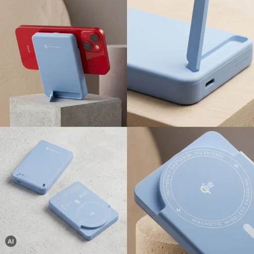 MagSafe kompatibilná Forcell F-Energy MagStand Qi2 F5K10 QC3.0 PD3.0 20 W 5000 mAh biela externá batéria powerbank - 8