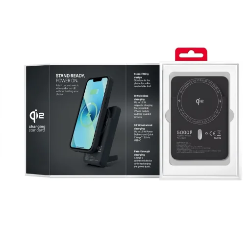 Forcell F-Energy MagStand Qi2 F5K10 čierna magnetická externá batéria 5000 mAh, 20 W powerbanka - 4