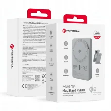 Forcell F-Energy MagStand Qi2 F5K10 mágneses külső akkumulátor 5000 mAh, fehér powerbank